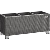 Pflanzkübel Polyrattan 78 x 27 x 34 cm, für Innen und Außen, Kunststoffeinsatz, grau von Weles