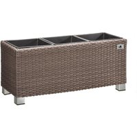 Pflanzkübel Polyrattan 78 x 27 x 34 cm, für Innen und Außen, Kunststoffeinsatz, mocca von Weles