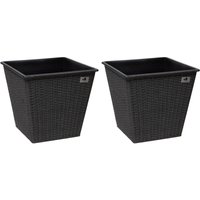 Pflanzkübel aus Polyrattan 2er Set 32 x 32 x 32 cm, anthrazit von Weles