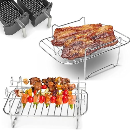 Welhammsae Air Fryer Zubehör, 2 x Luftfritteusen-Gestell, Dual Air Fryer Rack Set, 304 Edelstahl Luftfritteuse Korb Tray, für Heißluftfritteuse Welhammsae Air Fryer Zubehör, 2 x Luftfritteusen-Gestell, Dual Air Fryer Rack Set, 304 Edelstahl Luftfritteuse Korb Tray, für Heißluftfritteuse von Welhammsae