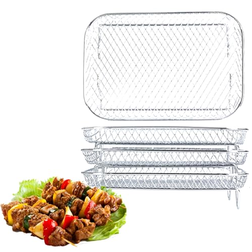 Welhammsae Air Fryer Zubehör, 3 x Luftfritteusen-Gestell, Air Fryer Rack Set, 304 Edelstahl Luftfritteuse Korb Tray, für Heißluftfritteuse, 21 * 15 * 10cm von Welhammsae