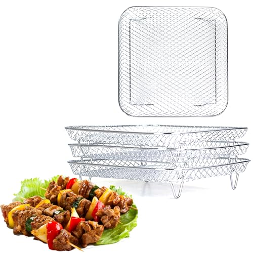 Welhammsae Air Fryer Zubehör, 3 x Luftfritteusen-Gestell, Air Fryer Rack Set, 304 Edelstahl Luftfritteuse Korb Tray, für Heißluftfritteuse, 21 * 21 * 10cm Welhammsae Air Fryer Zubehör, 3 x Luftfritteusen-Gestell, Air Fryer Rack Set, 304 Edelstahl Luftfritteuse Korb Tray, für Heißluftfritteuse, 21 * 21 * 10cm von Welhammsae