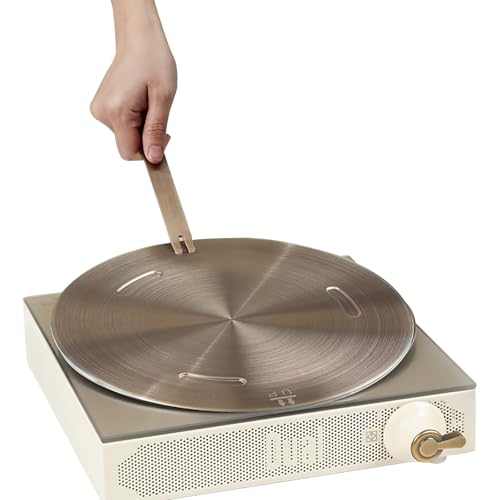 Welhammsae Induktionsplatte Edelstahl Gasherd Diffusorplatte Adapter mit abnehmbarem Griff Wärmeleitplatte 20cm von Welhammsae