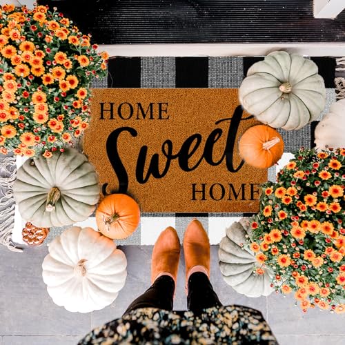Sweet Home Fußmatte für die Veranda, rutschfest, für den Innen- und Außenbereich, Kokosfaser, für Herbst, Erntedankfest, Einweihungsfeier, saisonale Dekoration von WelifeUp