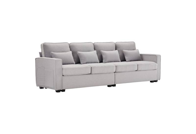 Welikera 4-Sitzer Sofa aus Leinenstoff,Viersitzer-Sofa mit Armlehnentaschen,4 Kissen, Sofa im einfachen Stil für Wohnzimmer,Wohnung,Büro,3 Farboptionen von Welikera