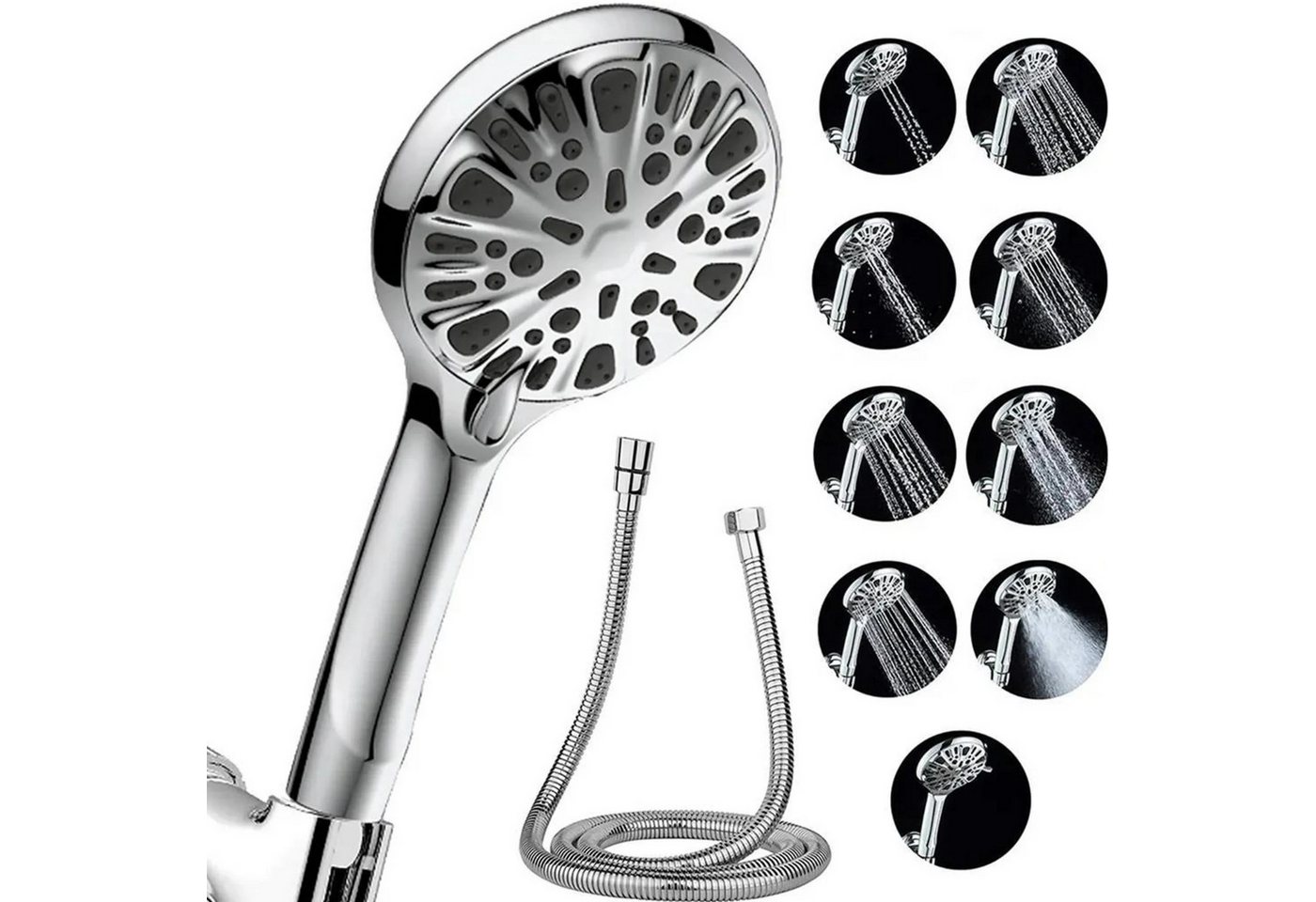Welikera Handbrause Duschkopf mit Schlauch,duschkopf wassersparend, (Set), Neun Sprüharten, wassersparend, korrosionsbeständig von Welikera