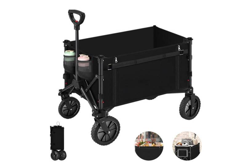 Welikera Handwagen Trolley Faltbarer Camping Handwagen Bollerwagen – Doppelseitig öffnend, (Faltbarer Camping Handwagen × 1), 5'' Räder,Reflektierende Streifen,150 kg Tragkraft,Leicht,Platzsparend von Welikera