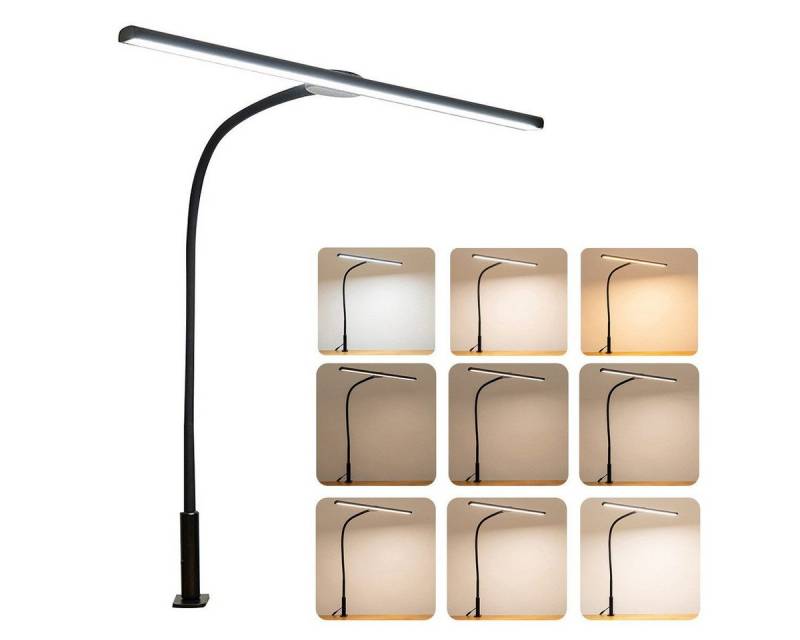 Welikera LED Schreibtischlampe Klemmtischleuchte,18W Led Tischleuchte Klemmbar,Monitor Lampe,46cm, LED wechselbar, Tageslichtweiß, extra-warmweiß, farbwechsler, kaltweiß, neutralweiß, 64cm großer langer Arm, 18w hohe Helligkeit von Welikera