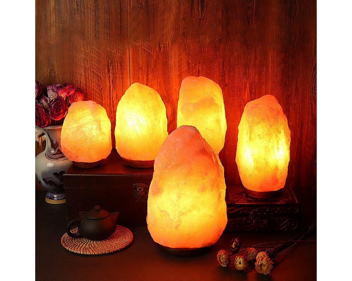 Welikera LED Tischleuchte Himalaya Salzlampe, Salzkristall-Tischlampe mit Holzsockel, dimmbar, 3-5kg von Welikera