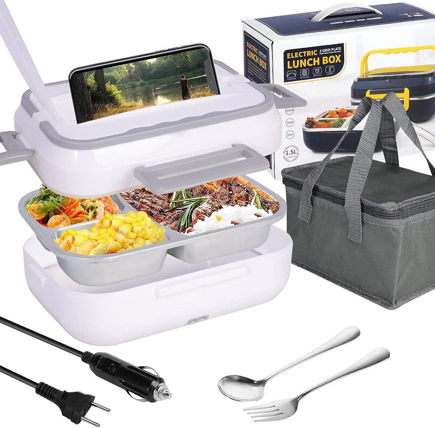 Welikera Lunchbox, 40W 2in1,mit isolierte Tragetasche Gabel & Löffel von Welikera