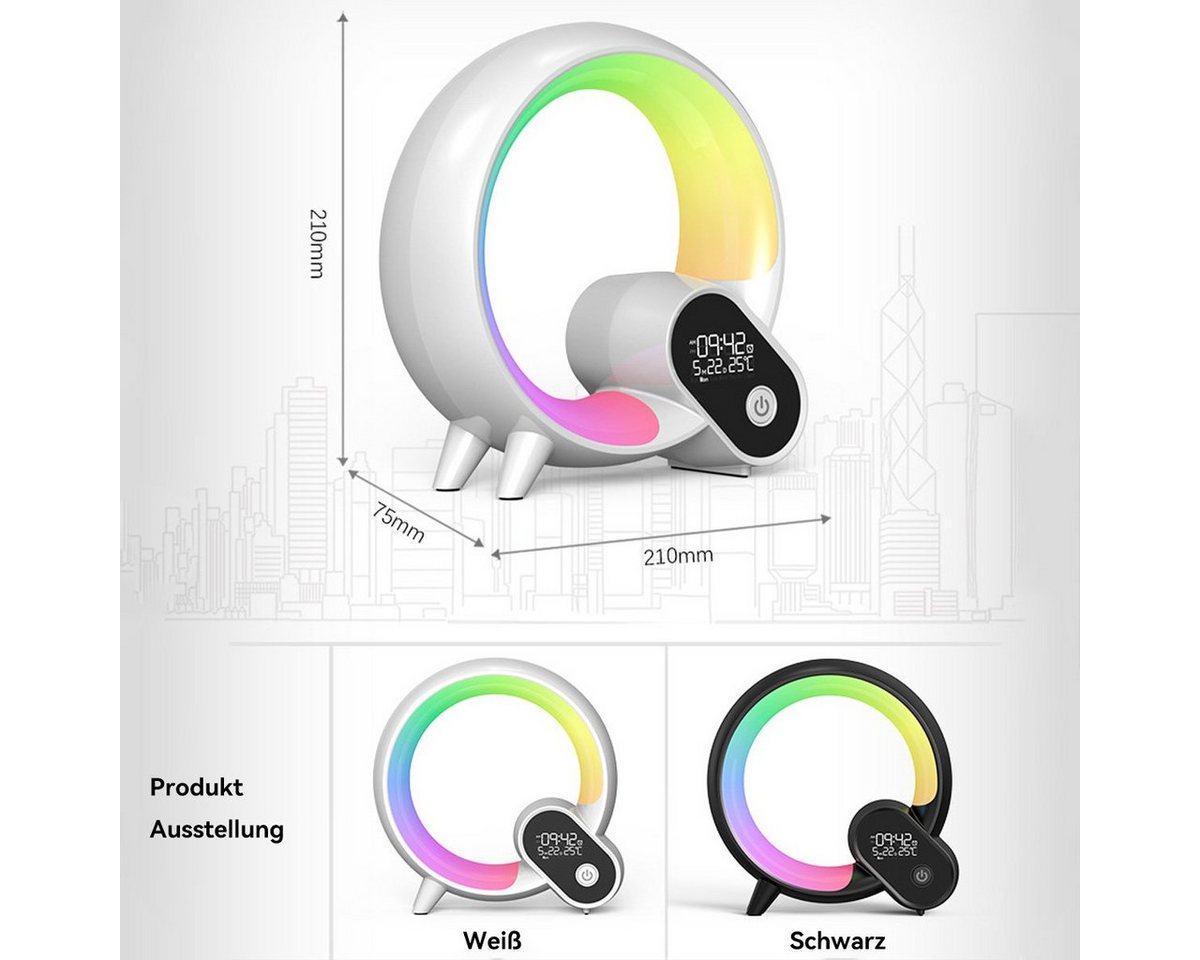 Welikera Nachttischlampe Intelligentes Umgebungslicht, dimmbar, mit Wecker, Bluetooth von Welikera