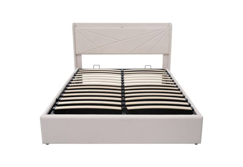 Welikera Polsterbett Einzelbett/Doppelbett Stauraum Bettkasten,Stauraumbetten Bettgestell, 90/140/160/180x200cm,4 Größen verfügbar,Ohne Matratze von Welikera