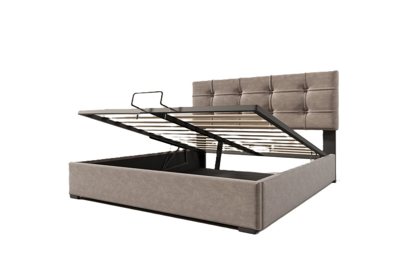 Welikera Polsterbett Hydraulisch Einzelbett/Doppelbett,Verstellbares Kopfteil,Bett, Lattenrost aus Metallrahmen,Bettgestell mit Stauraum,90x200/140x200cm von Welikera