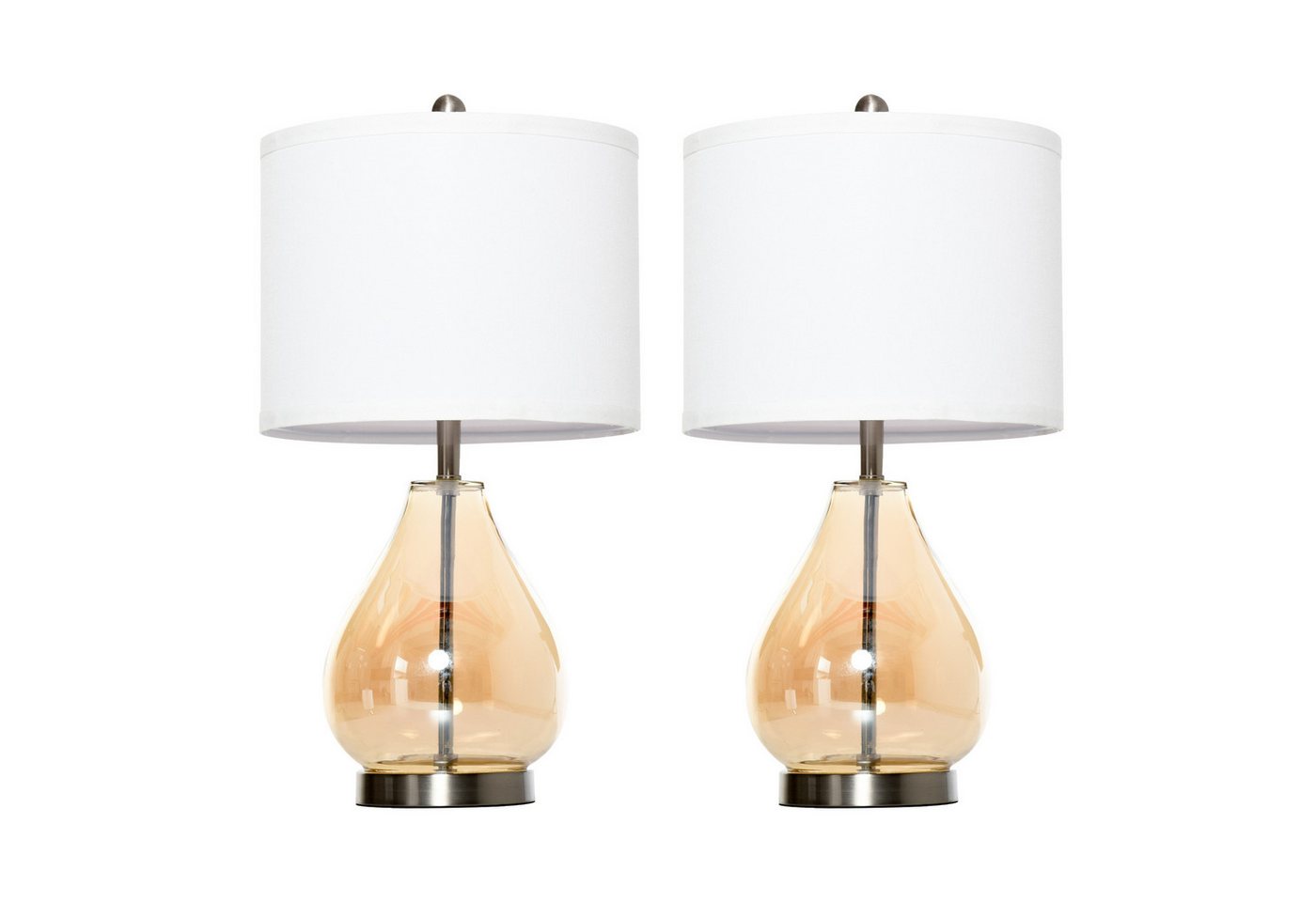 Welikera Schreibtischlampe 2St Nachttischlampen, E27, Glas/Leinen, Ø30×56 cm, 40 W, Bernstein Welikera Schreibtischlampe 2St Nachttischlampen, E27, Glas/Leinen, Ø30×56 cm, 40 W, Bernstein von Welikera