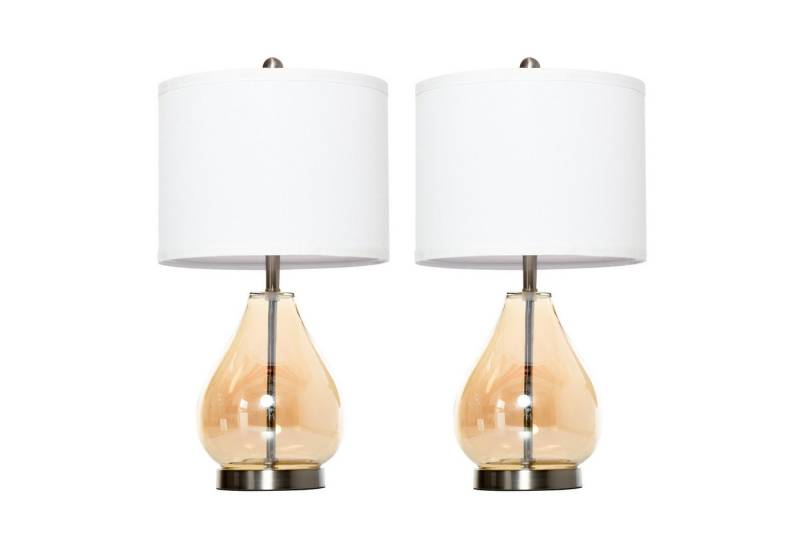 Welikera Schreibtischlampe 2St Nachttischlampen, E27, Glas/Leinen, Ø30×56 cm, 40 W, Bernstein Welikera Schreibtischlampe 2St Nachttischlampen, E27, Glas/Leinen, Ø30×56 cm, 40 W, Bernstein von Welikera