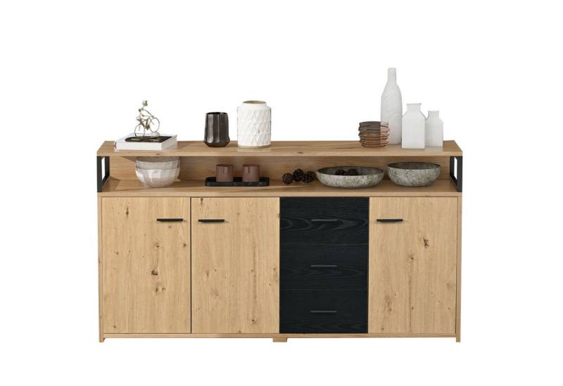 Welikera Sideboard Sideboard mit 3 Türen,3 Schubladen Kommode Küchenschrank, Mehrzweckschrank,Aufbewahrungsschrank Highboard,150*35*75.9cm von Welikera