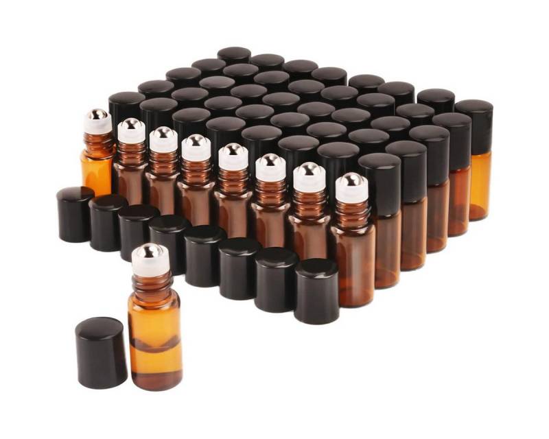 Welikera Vorratsglas 50 Stück 2ml Roll On Flasche leer,nachfüllbar Rollon Flaschen für Öle, (50-tlg), Glasflaschen,UV-Schutz, für Reisen & Schönheitspflege von Welikera