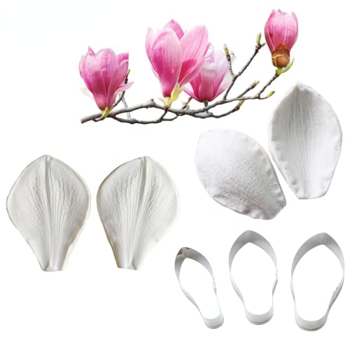 Welink 7 teile/satz Magnolie Blütenblatt Blatt Veiner Silikonform Edelstahl Cutter Form Sugarcraft Gumpaste Formen Handgemachte Fondant Blume Form Kuchen Dekorieren Werkzeug von Welink