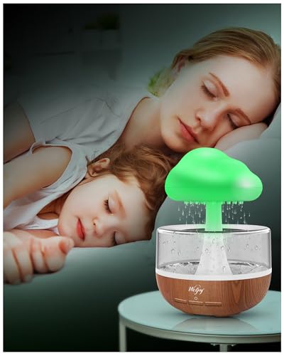 Diffusor für Ätherische Öle, Regenwolken Aroma Diffuser Mit Wassertropfen, Weljoy Luftbefeuchter mit 7 Farben Nachtlicht, Duftöl Diffuser Für Schlafen & Entspannen, Diffuser Für Raum, Büro, Yoga von Weljoy