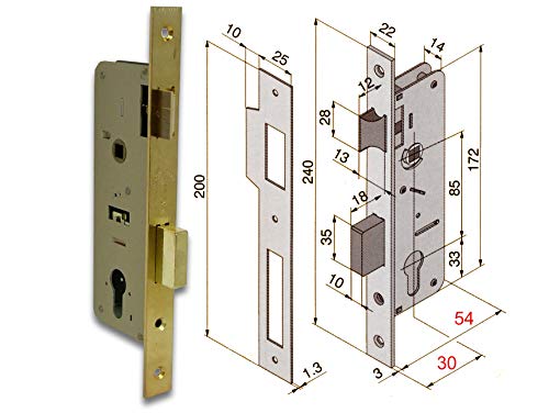 Welka 15880–30 015 Einsteckschloss, Teil 8 mm vermessingt 30 mm von Welka