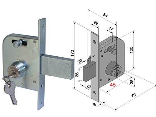 Welka 6545400 Türschloss und 45 mm Cat Allung, Feste Absperrung und abschraubbarer Knauf von Welka