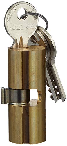 Welka Zylinder Schloss, Messing, Rund, 22 cm, 3 Schlüssel, Brass, Schlupfen, Tastenfeld, Poliert, Schubladen, Schränke, kleine Truhen von Welka