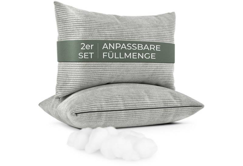 Well B4 Sofakissen mit Füllung und Bezug 2er Set Cord Couchkissen groß 40x60 cm, (2er Set, 2 Stück), regulierbarer Dicke, Zierkissen Kord Bezug, Dekokissen für Sofa Couch von Well B4