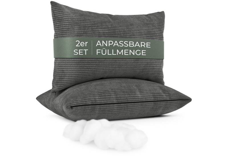 Well B4 Sofakissen mit Füllung und Bezug 2er Set Cord Couchkissen groß 40x60 cm, (2er Set, 2 Stück), regulierbarer Dicke, Zierkissen Kord Bezug, Dekokissen für Sofa Couch von Well B4