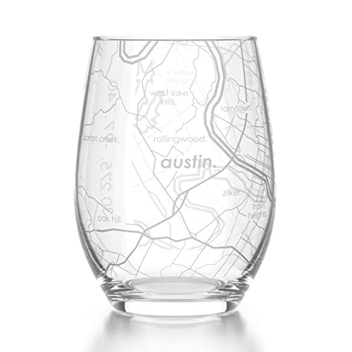 WELL TOLD Weinglas ohne Stiel, graviert, geätztes Glas (425 ml, transparent), Stadtgeschenke für Liebhaber von Well Told