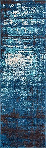 Well Woven Sydney Vintage Crosby Blue Modern Distressed Area Rug 67 x 220 cm von Well Woven