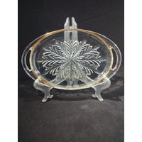 Jeannette Feder Mit Goldbesatz Oval Tablett von WellKissMyGlass