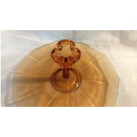 Vintage Camegate Glass Decagon Center Behandelte Tablett in Bernstein von WellKissMyGlass