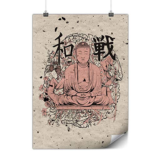 Wellcoda Buddha Meditation Fantasie Plakat Hindu- A1 (84cm x 60cm) Mattes schweres Papier, Ideal für die Gestaltung, Einfach zu hängen Kunst von Wellcoda