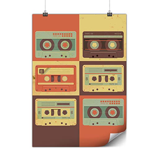 Wellcoda Jahrgang Kassette Musik Plakat Retro A4 (30cm x 21cm) Glänzend schweres Papier, Ideal für die Gestaltung, Einfach zu hängen Kunst von Wellcoda