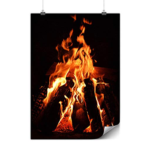 Wellcoda Kamin Feuer Natur Plakat Gemütlich A2 (60cm x 42cm) Mattes schweres Papier, Ideal für die Gestaltung, Einfach zu hängen Kunst von Wellcoda