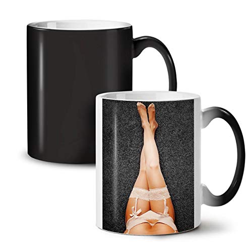 ligerie Mädchen Frau Sexy Farbwechselbecher, Frech Tasse - Großer, Easy-Grip-Griff, Wärmeaktiviert, Ideal für Kaffee- und Teetrinker von Wellcoda von Wellcoda