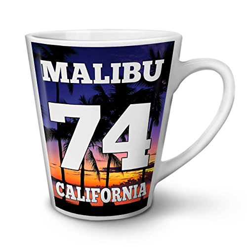 Wellcoda Malibu Kalifornien Latte BecherPalms Kaffeetasse - Komfortabler Griff, Zweiseitiger Druck, robuste Keramik von Wellcoda