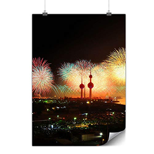 Wellcoda Neu Jahr Feuerwerk Stadt Plakat Feuerwerk A0 (119cm x 84cm) Glänzend schweres Papier, Ideal für die Gestaltung, Einfach zu hängen Kunst von Wellcoda