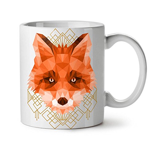 polygonal Feuer Fuchs Keramiktasse, Tier - 11 oz Tasse - Großer, Easy-Grip-Griff, Zwei-seitiger Druck, Ideal für Kaffee- und Teetrinker von Wellcoda von Wellcoda