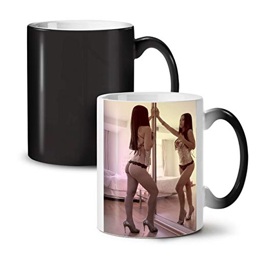 Wellcoda Sexy asiatisch Dame Farbwechselbecher, Süss Tasse - Großer, Easy-Grip-Griff, Wärmeaktiviert, Ideal für Kaffee- und Teetrinker von Wellcoda