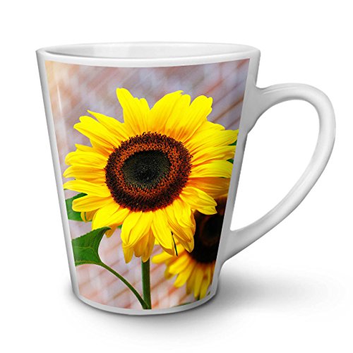 Sonnenblume Foto Natur Latte BecherNatur Kaffeetasse - Komfortabler Griff, Zweiseitiger Druck, robuste Keramik von Wellcoda von Wellcoda