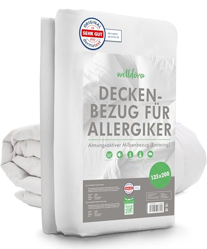 Welldora ǀ Milbenbezug Bettdecke 135x200 ǀ Allergiker Deckenbezug fachärztlich getestet ǀ Premium Encasing mit Reissverschluss ǀ Allergiker Bettwäsche Decke 135x200 von Welldora