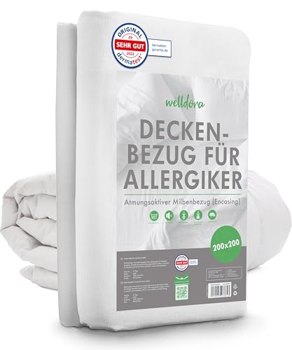 Welldora ǀ Milbenbezug Bettdecke 200x200 ǀ Allergiker Deckenbezug fachärztlich getestet ǀ Premium Encasing mit Reissverschluss ǀ Allergiker Bettwäsche Decke 200x200 von Welldora