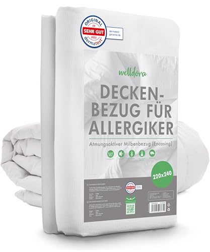 Welldora ǀ Milbenbezug Bettdecke 220x240 ǀ Allergiker Deckenbezug fachärztlich getestet ǀ Premium Encasing mit Reissverschluss ǀ Allergiker Bettwäsche Decke 220x240 von Welldora