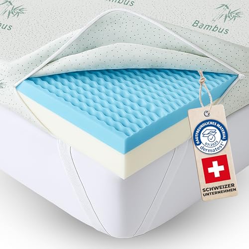 Welldora Premium Topper 180x200cm – ideal für unbequeme Matratze, Schlafsofa & Boxspringbett, wendbar mit 2 Härten, orthopädischer 5-Zonen-Matratzentopper, Oeko-TEX, Bambus & fachärztlich geprüft von Welldora