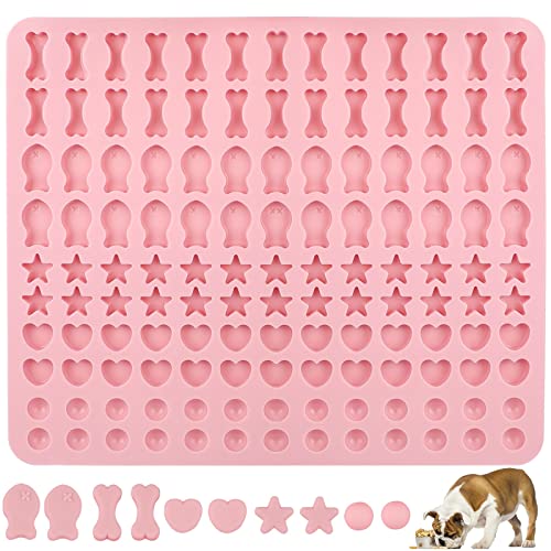 Backmatte Hundekekse, Silikon Backmatte Hundeleckerli 5 Formen in 1 BPA-Frei Backunterlage Backform für DIY Hundekekse und Leckerlis (130 Gitter, Halbkugel Fische Knochen Stern Herzform） von Wellehomi