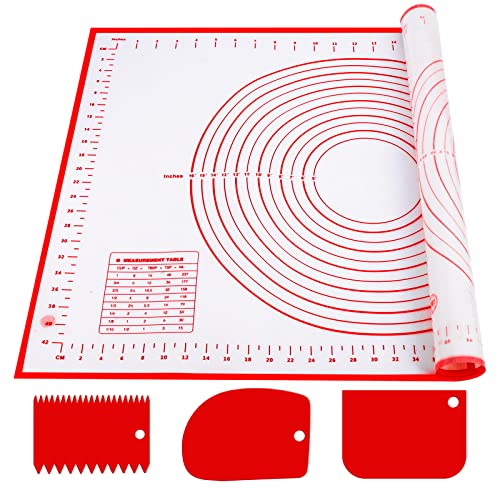 Silikon Backmatte Backunterlage 60 x 40 cm Antihaft Teigmatte Ausrollmatte mit Messung Wiederverwendbar Backen Zubehör mit 3 Stück Teigschaber für Teig, Fondant, Macarons, Kekse, Pizza 1 Silikon Backmatte Backunterlage 60 x 40 cm Antihaft Teigmatte Ausrollmatte mit Messung Wiederverwendbar Backen Zubehör mit 3 Stück Teigschaber für Teig, Fondant, Macarons, Kekse, Pizza 1 von Wellehomi