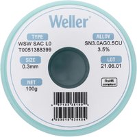 Weller - T0051388399 Lötzinn, bleifrei Spule, bleifrei Sn3,0Ag0,5Cu 100 g 0.30 mm von Weller