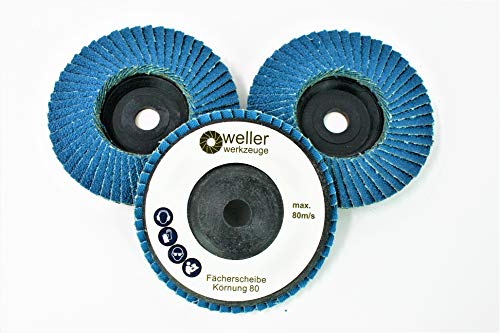 WELLERWERKZEUGE | 3x Fächerscheibe 76x10mm Körnung:80 passend für mini Akku Winkelschleifer wie Bosch GWS 10,8V 12V 76 WELLERWERKZEUGE | 3x Fächerscheibe 76x10mm Körnung:80 passend für mini Akku Winkelschleifer wie Bosch GWS 10,8V 12V 76 von Wellerwerkzeuge