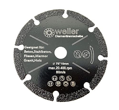 WELLERWERKZEUGE | Allesschneideblatt Diamanttrennscheibe passend für BOSCH GWS 10,8 12 12V 76 V-EC Professional mini Akku Winkelschleifer Alu WELLERWERKZEUGE | Allesschneideblatt Diamanttrennscheibe passend für BOSCH GWS 10,8 12 12V 76 V-EC Professional mini Akku Winkelschleifer Alu von Wellerwerkzeuge